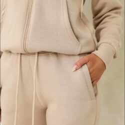 2-delige loungeset van geborsteld fleece met ritssluiting - Afbeelding 3